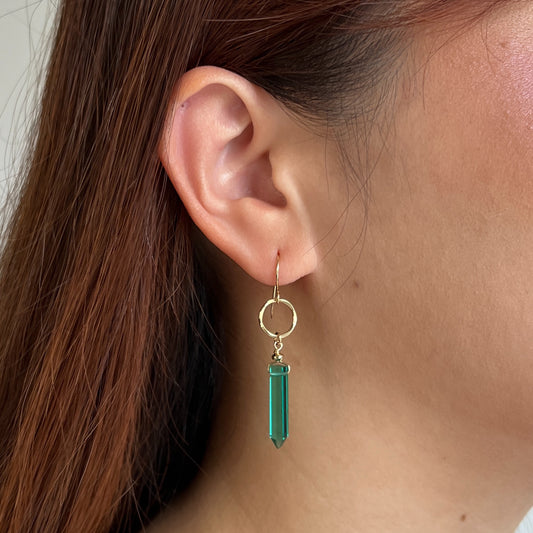 Green Crystal Point Earrings