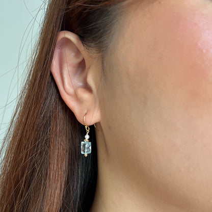 Azure Drop Earrings | Blue Topaz & Pearl Bridal Earrings