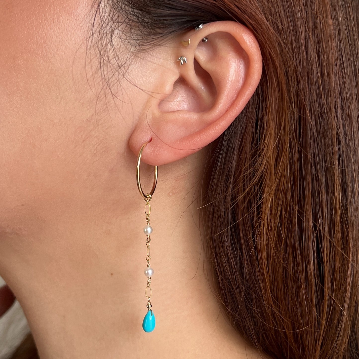 Celeste Sleeping Beauty Turquoise Hoop Earrings