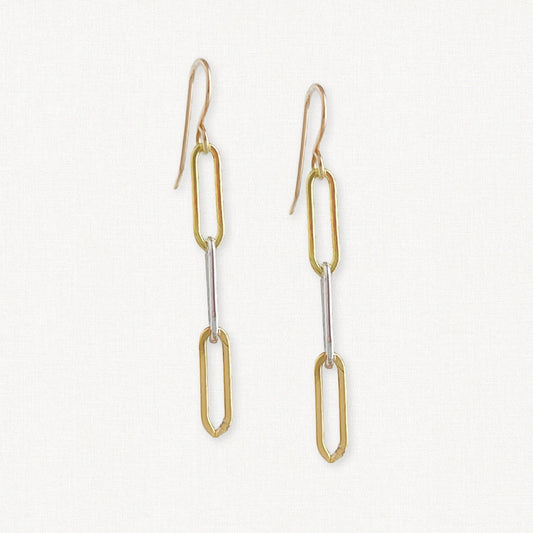 Gold and Silver Chain Link Earrings