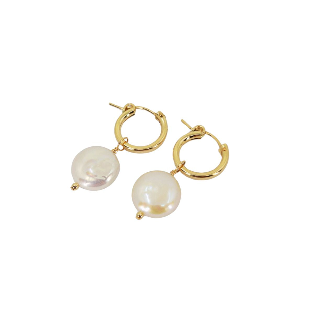 Coin Pearl Hoop Earrings