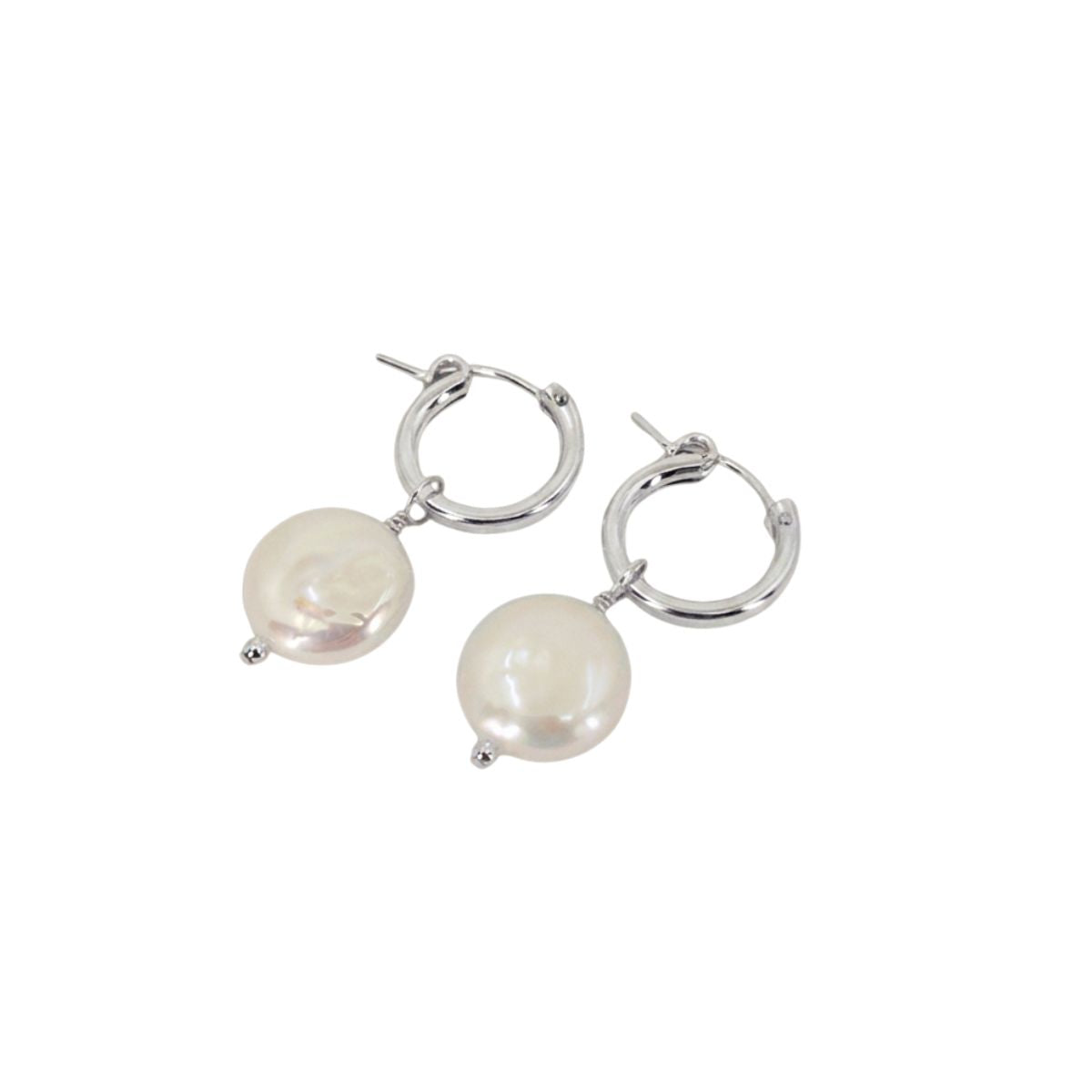 Coin Pearl Hoop Earrings