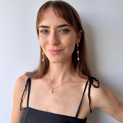 Nicola Long Pearl Earrings