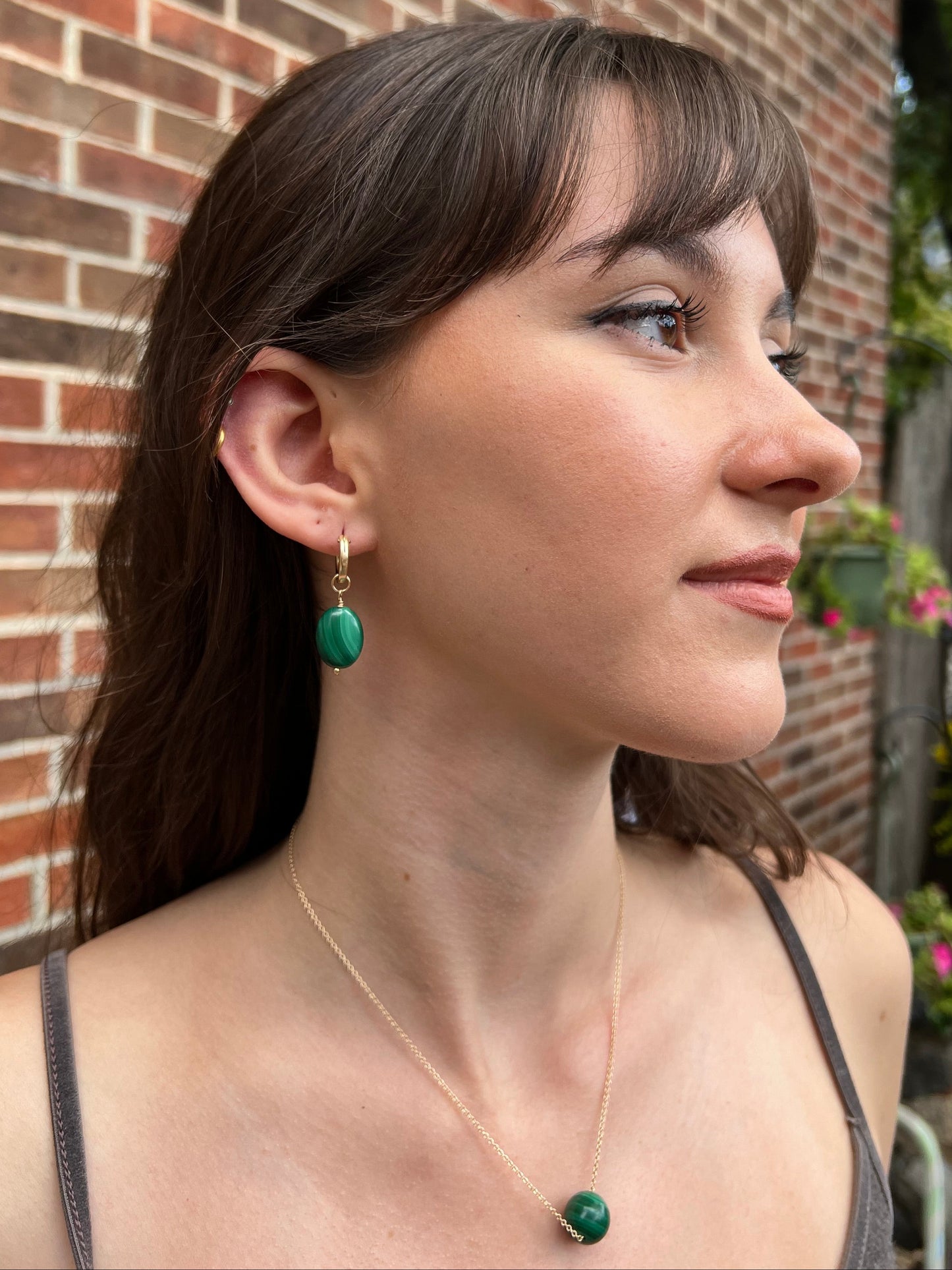 Malachite Huggie Earrings