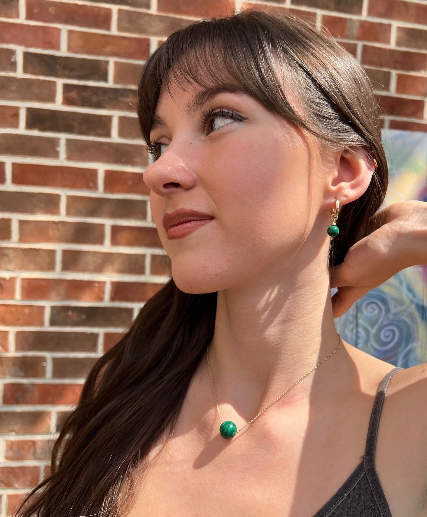 Malachite Huggie Earrings