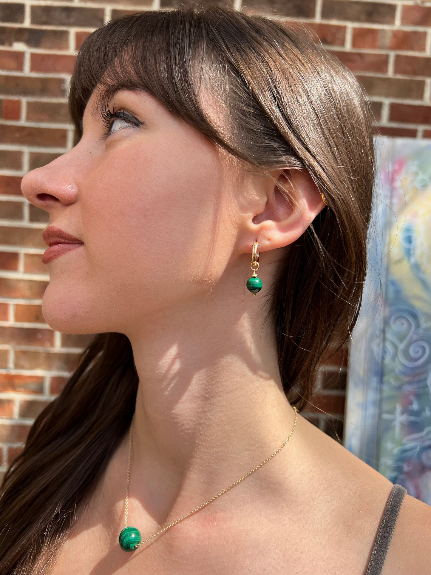 Malachite Huggie Earrings