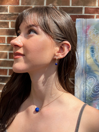 Lapis Lazuli Dangle Huggie Earrings