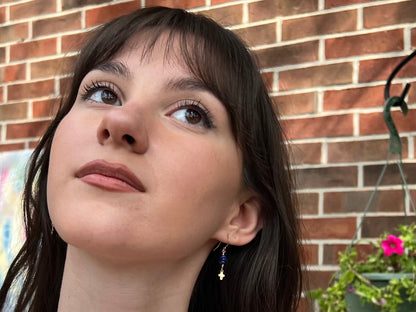 Lapis Cross Dangle Earrings