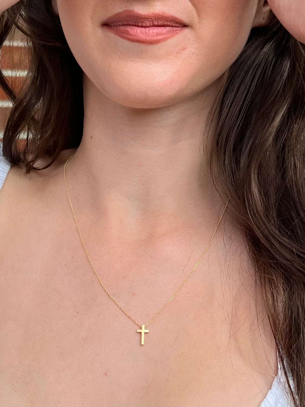 Tiny Gold Cross Necklace