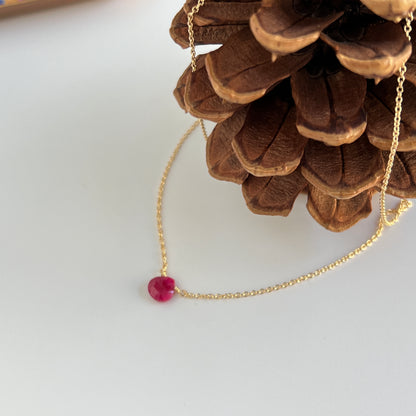 Tiny Ruby Necklace | July Birthstone