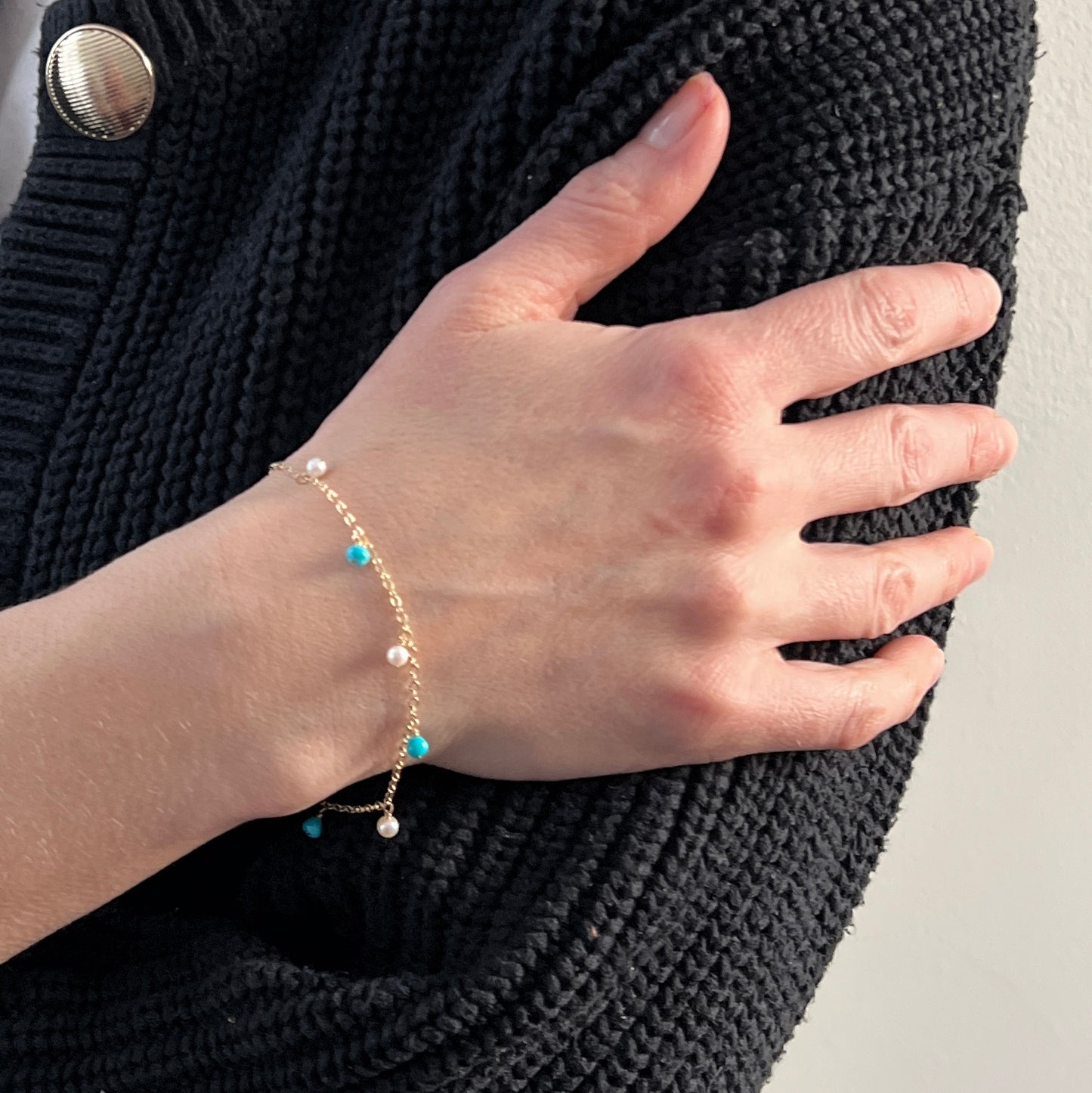 Celeste Turquoise and Pearl Bracelet