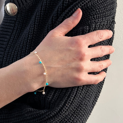 Celeste Turquoise and Pearl Bracelet