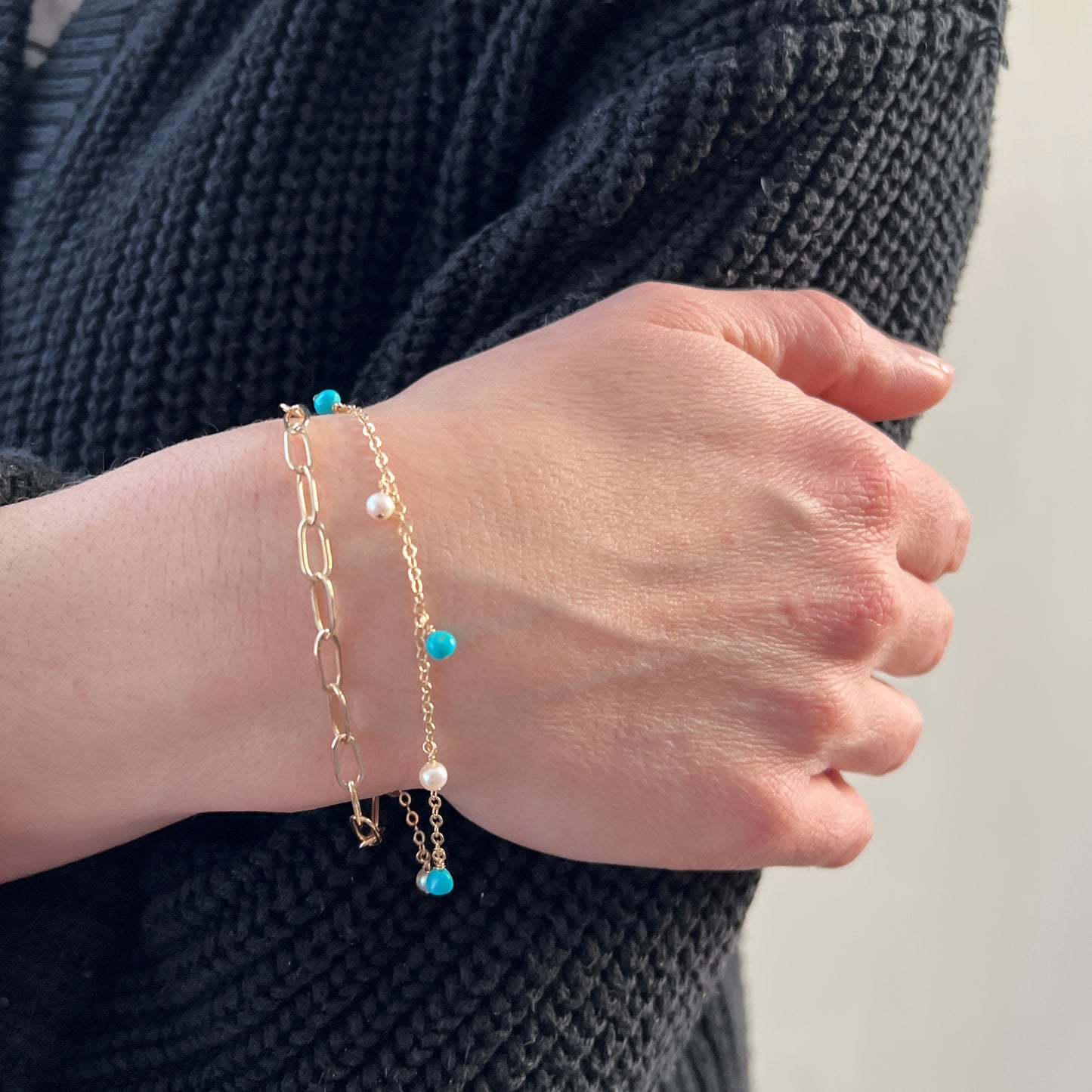 Celeste Turquoise and Pearl Bracelet