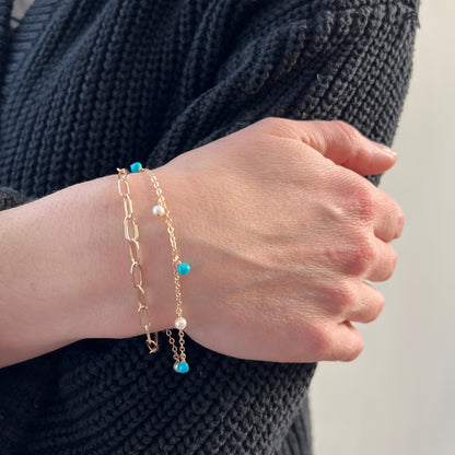 Celeste Turquoise and Pearl Bracelet