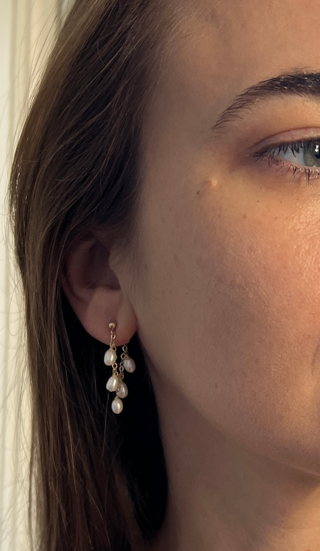 Rosa Tiny White Pearl Front Back Earrings