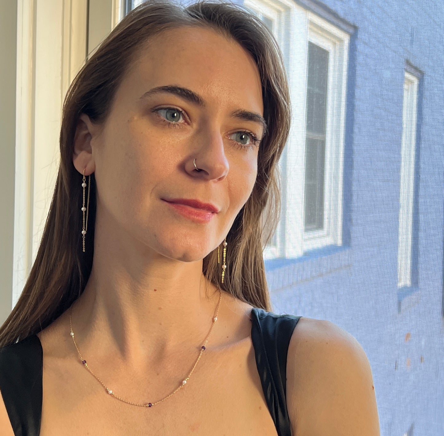 Gigi Long Pearl Earrings