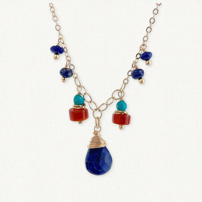 Lapis, Carnelian and Turquoise Necklace