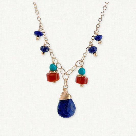 Lapis, Carnelian and Turquoise Necklace