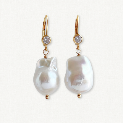 Raja Large Pearl Lever Back Earrings