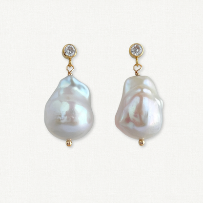 Raja Large Baroque Pearl Stud Earrings