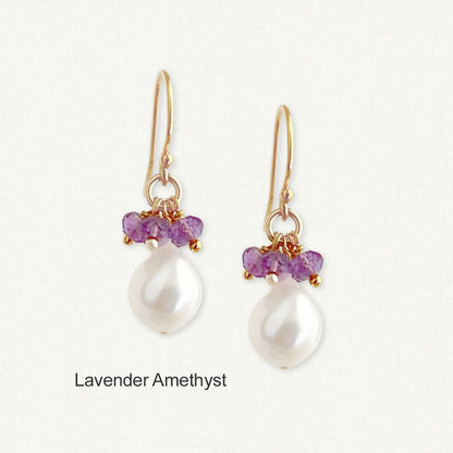 Baroque Pearl Gemstone Drop Earrings