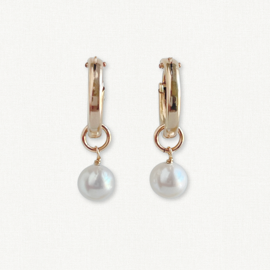Lucia Pearl Huggie Earrings