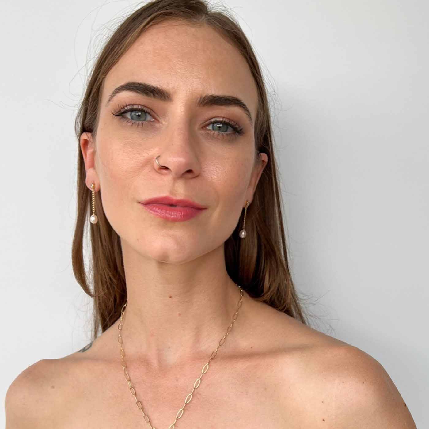 Nicola CZ Pearl Earrings Long