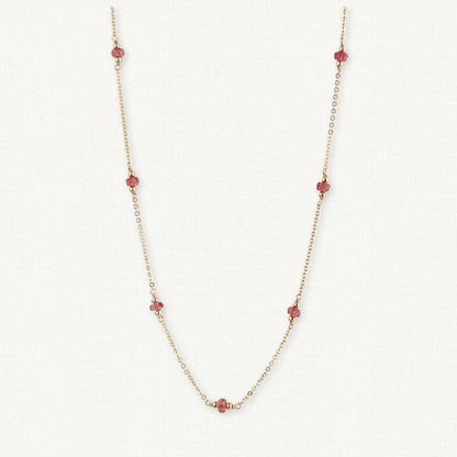 Pink Tourmaline Station Necklace | October Birthstone