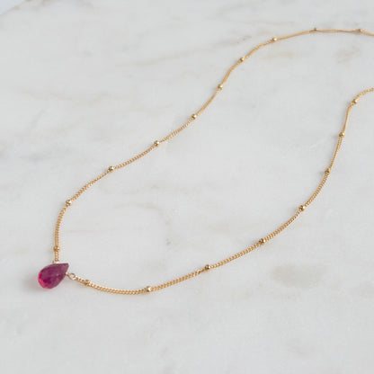 Ruby Orbit Necklace - July Birthstone