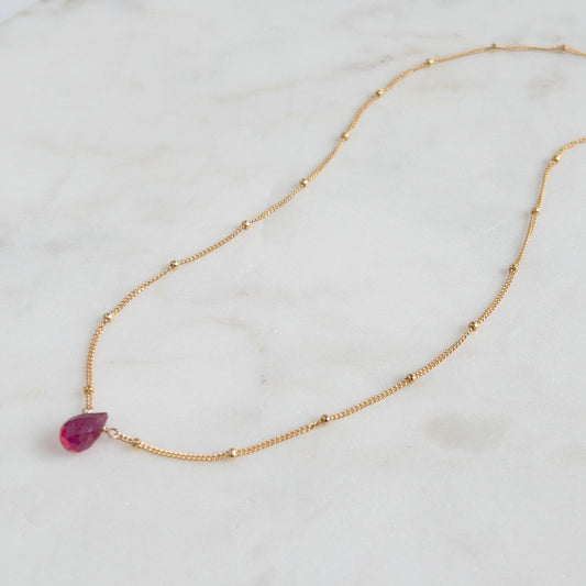 Ruby Orbit Necklace - July Birthstone