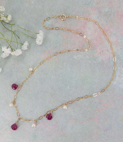 Ruby and Pearl Necklace