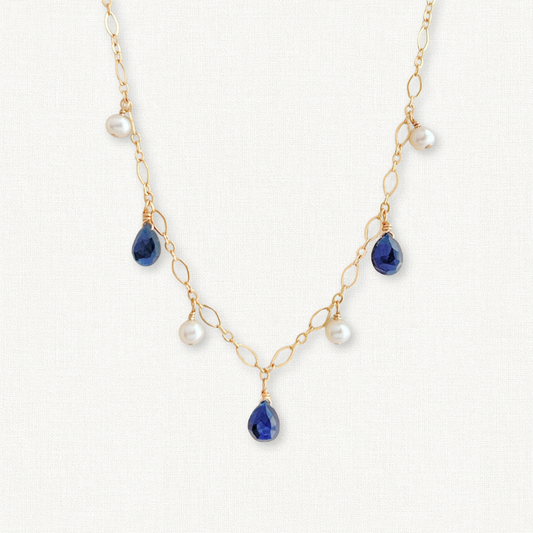 Sapphire and Pearl Necklace