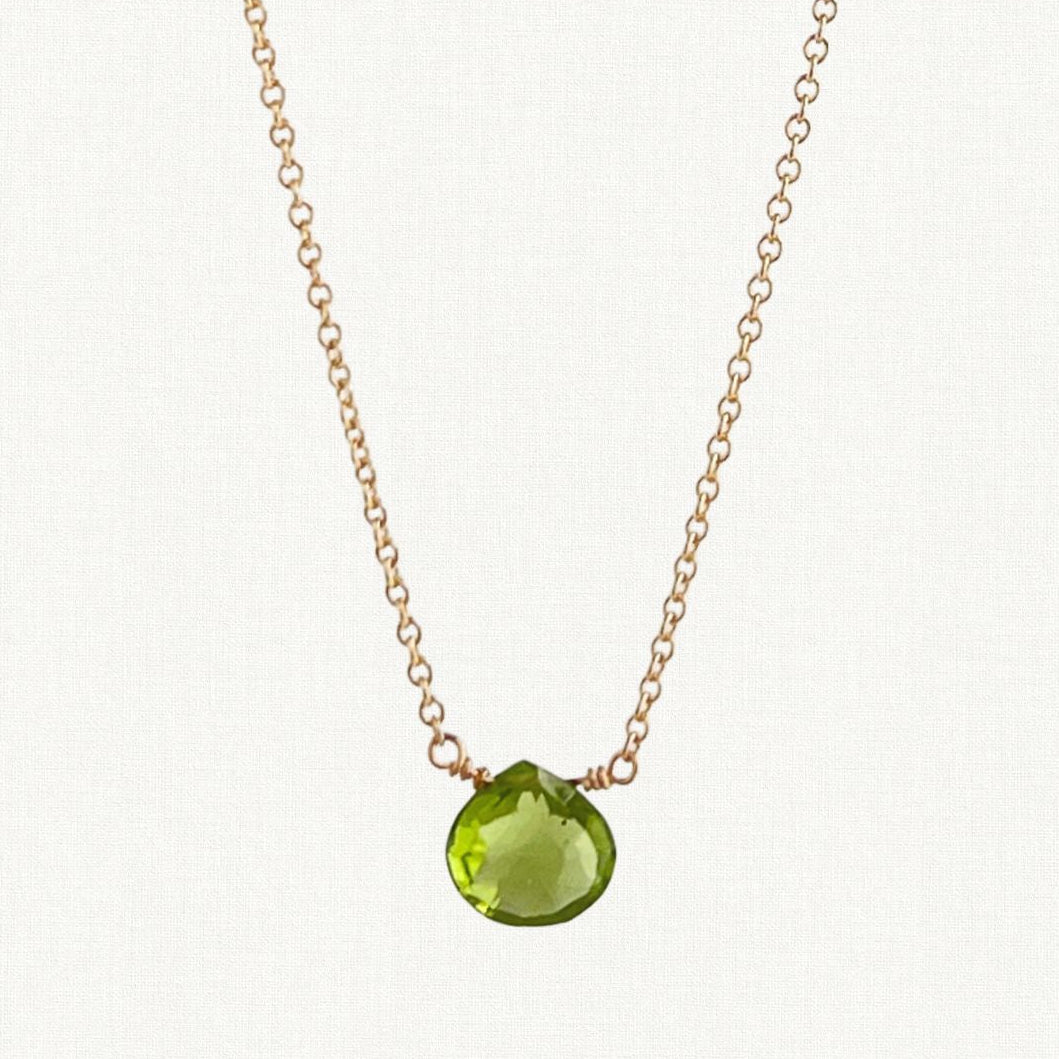 Dainty Peridot Necklace | August Birthstone