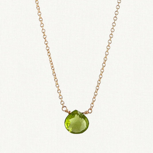 Dainty Peridot Necklace | August Birthstone