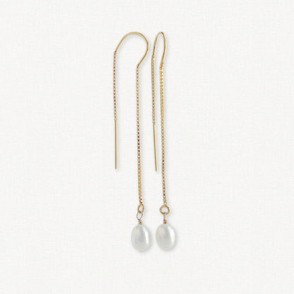 Rosa Pearl Chain Earrings | Pearl Threader Earrings