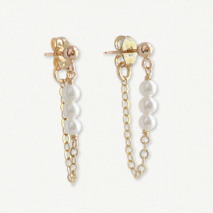 Gigi Front Back Earrings | Freshwater Pearl Chain Earrings