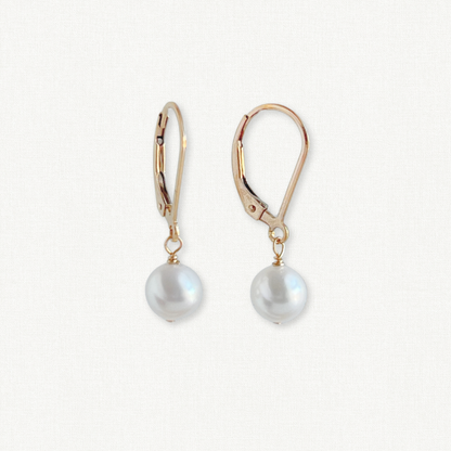 Lucia Leverback Pearl Earrings Dangle