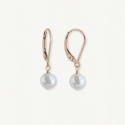 Lucia Leverback Pearl Earrings Dangle