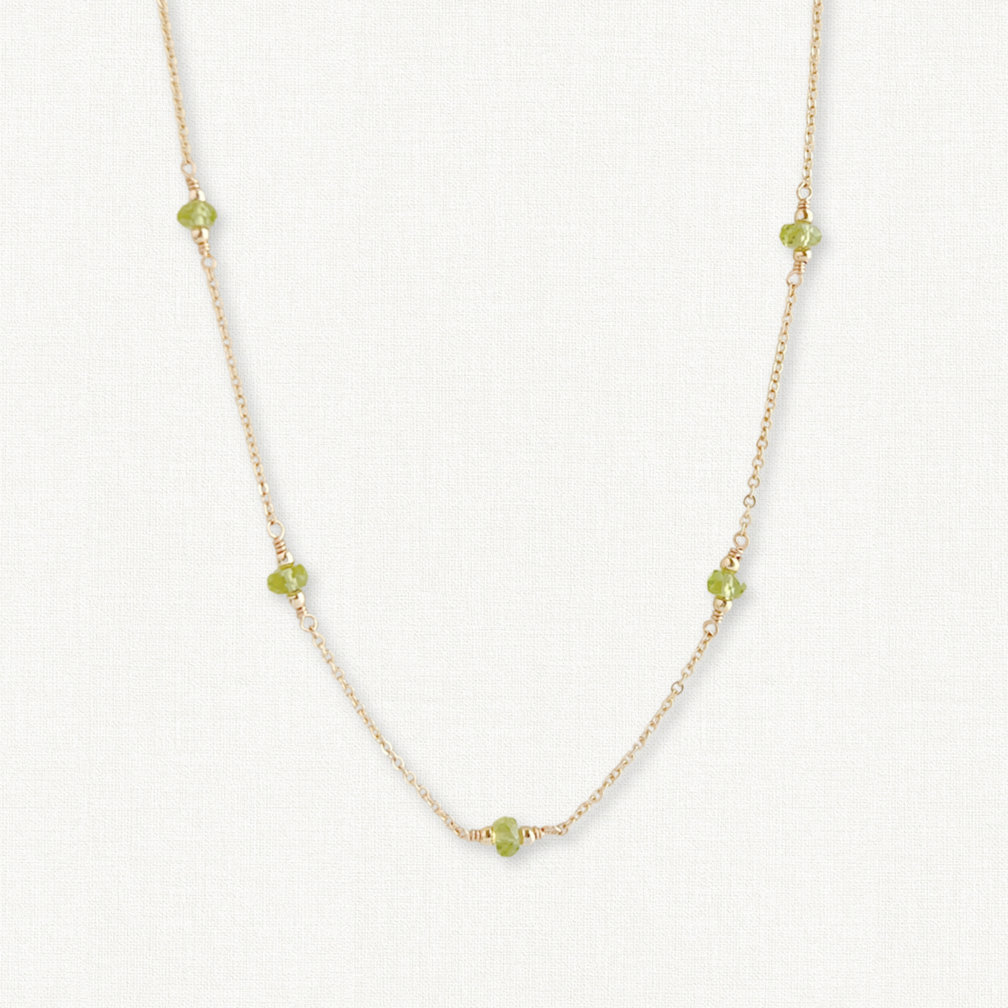 Peridot Station Necklace - August Birthstone Necklace