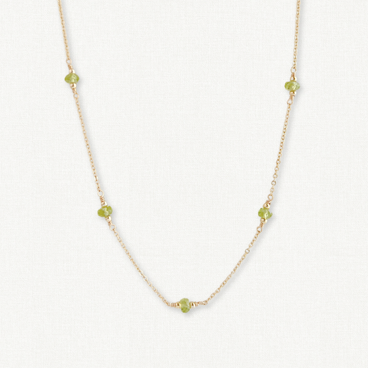 Peridot Station Necklace - August Birthstone Necklace