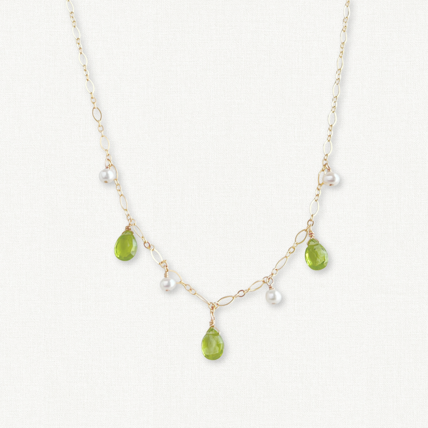 Peridot and Pearl Necklace