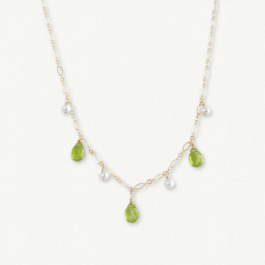 Peridot and Pearl Necklace