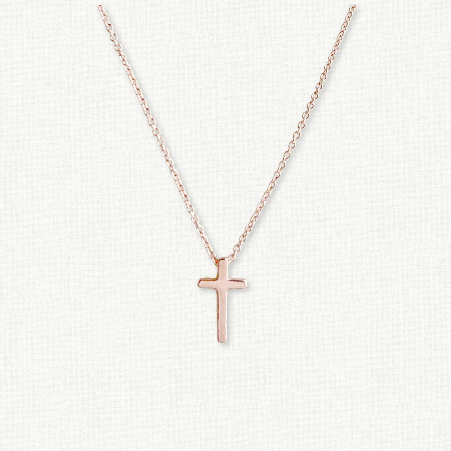 Rose Gold Tiny Cross Necklace for Women