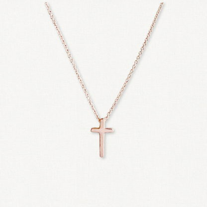 Rose Gold Tiny Cross Necklace for Women