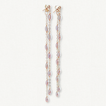 Rosa Blush Pearl Long Front Back Earrings
