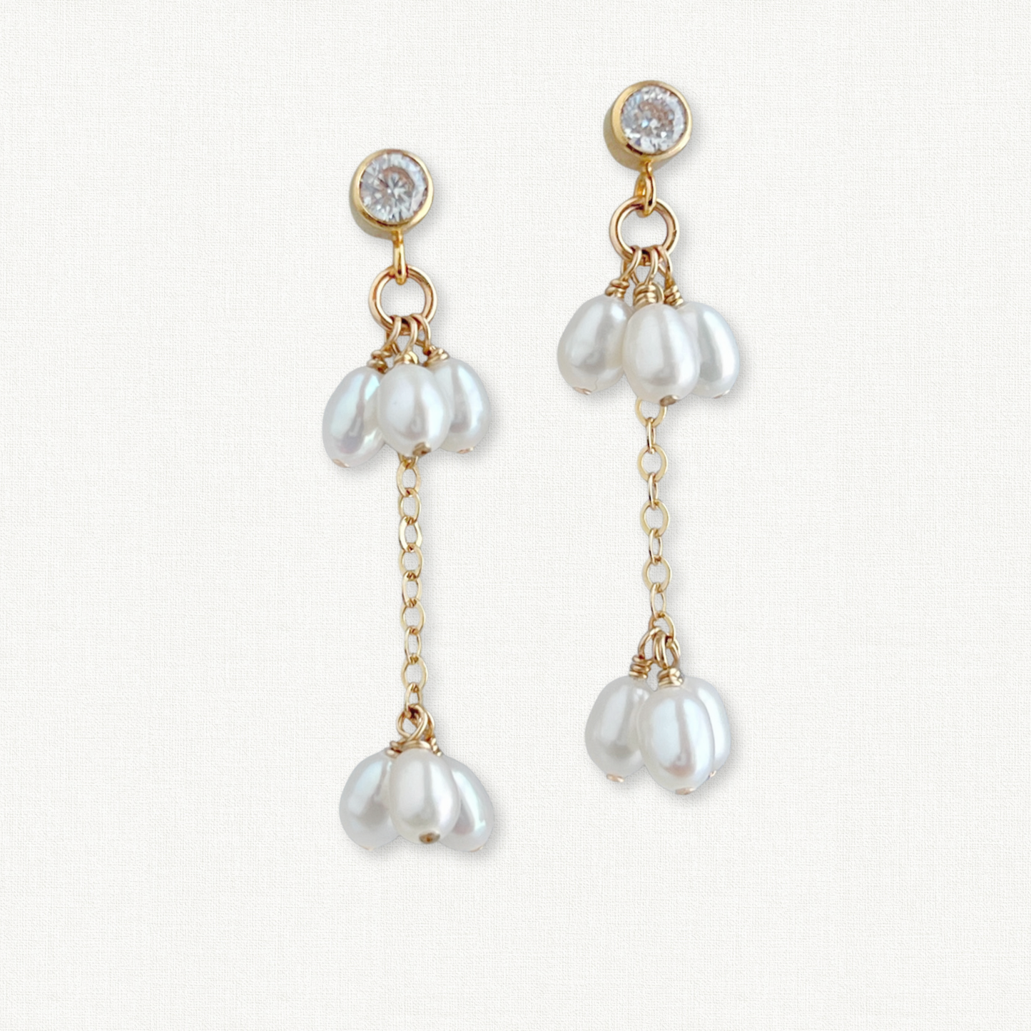 Rosa Pearl Cluster Dangle Earrings