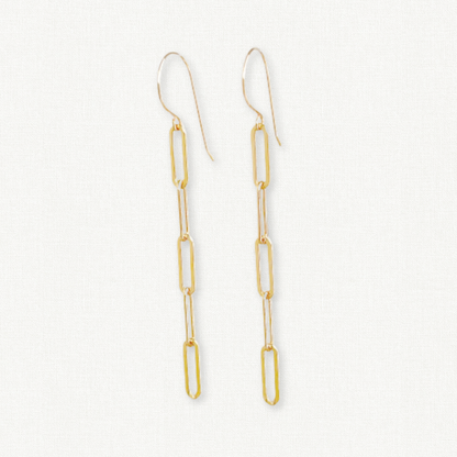 Gold Paperclip Chain Link Earrings