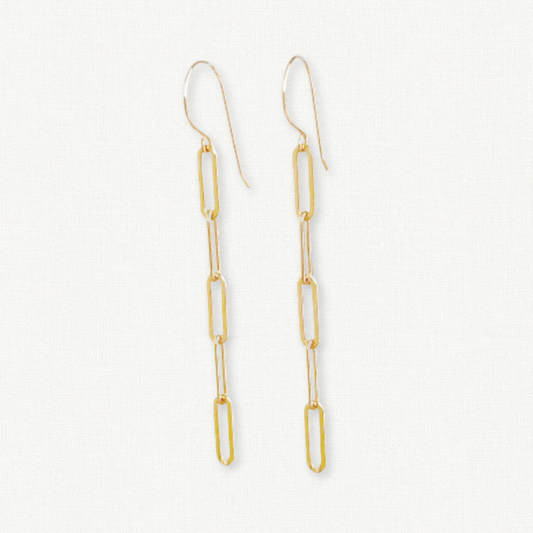 Gold Paperclip Chain Link Earrings