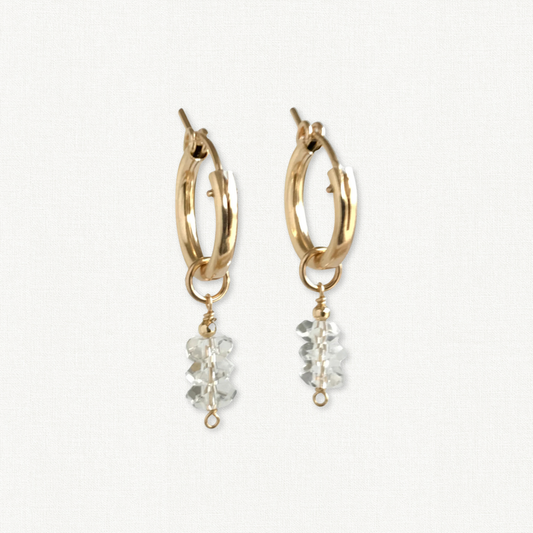 Herkimer Diamond Huggie Hoop Earrings