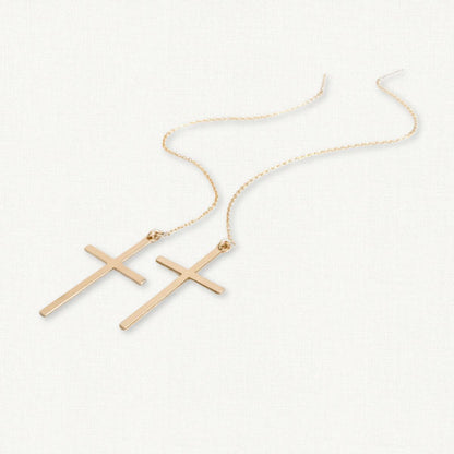 Grace Cross Threaders | Long Cross Earrings